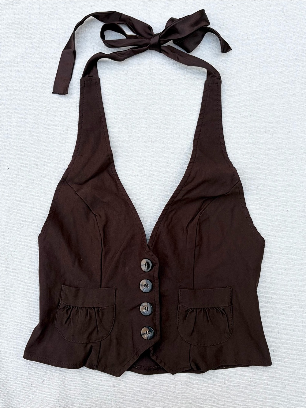 Vintage Chocolate USA Brown Halter Vest Top, Y2K Preppy Grunge Summer